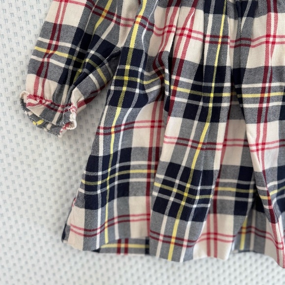 Vintage Baby Girls Holiday Plaid Long Sleeve Dress with Embroidered Collar 12M - Picture 3 of 8